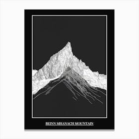 Beinn Mhanach Mountain Line Drawing 7 Poster Canvas Print