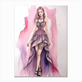 Gothic Girl In Purple Dress  Canvas Print