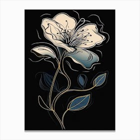 Lilies Line Art Flowers Illustration Neutral 9 Canvas Print