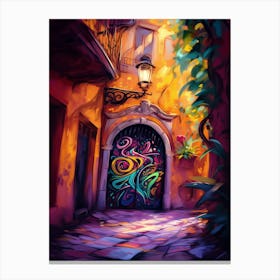 Hidden Door Colorful Street Art Canvas Print