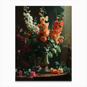 Baroque Floral Still Life Hollyhock 2 Canvas Print
