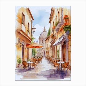 Watercolor Street Scene 1 Canvas Print