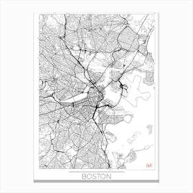 Boston Map Minimal Canvas Print