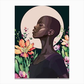 Woman In A Flower Garden 1 Canvas Print