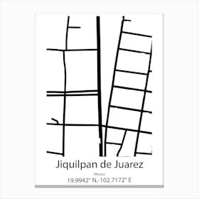 Jiquilpan De Juarez,Mexico Minimalist Map Canvas Print