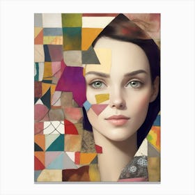 Collage of Woman Abstract Painting Canvas Print