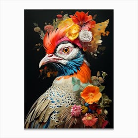 Bird With A Flower Crown Pheasant 4 Canvas Print