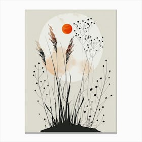 Moon And Reeds Canvas Print