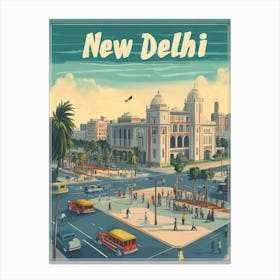 Aihrgdesign A Mid Century Modern Travel Poster For New Delhi 2 Canvas Print