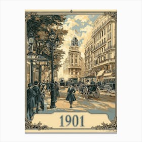 Aihrgdesign A Vintage Poster Of A Bustling 1901 City Street F 2e061539 3a36 44b6 B7e2 8fa87e4c16fe 0 Canvas Print