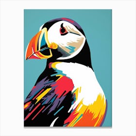 Andy Warhol Style Bird Puffin 4 Canvas Print