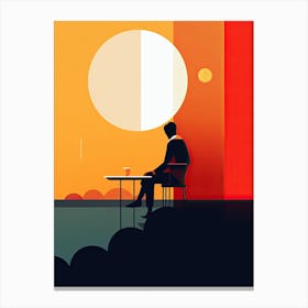 Man Sitting At Table, Loneliness Canvas Print