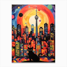 Toronto, Canada Skyline With A Cat 3 Canvas Print