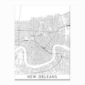 New Orleans White Map Canvas Print