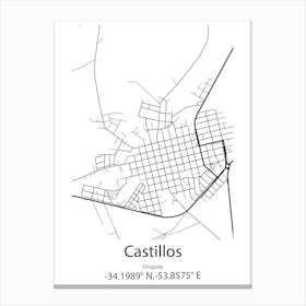 Castillos,Uruguay Minimalist Map Canvas Print