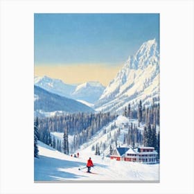 Panorama, Canada Vintage Skiing Poster Canvas Print