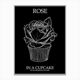 Rose In A Cupcake Line Drawing 4 Poster Inverted Canvas Print