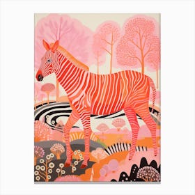 Red Zebra In The Wild Canvas Print