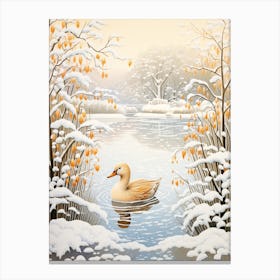 Winter Bird Painting Duck 3 Canvas Print