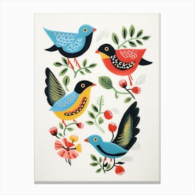 Folk Style Bird Painting Bluebird 3 Canvas Print