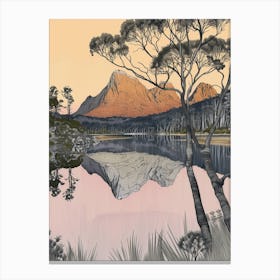 Cradle Mountain Australia Color Line Drawing (4) Canvas Print