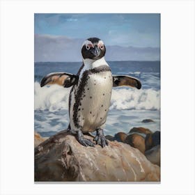 African Penguin Boulders Beach Simons Town Oil Painting 4 Canvas Print