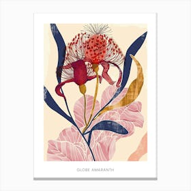 Colourful Flower Illustration Poster Globe Amaranth 3 Canvas Print