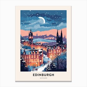 Winter Night  Travel Poster Edinburgh Scotland 4 Canvas Print