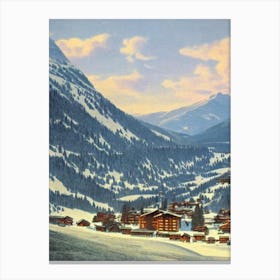 Laax, Switzerland Ski Resort Vintage Landscape 1 Skiing Poster Canvas Print