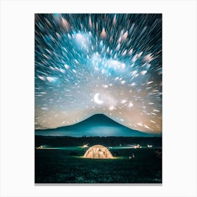 Mount Fuji Campground Comets Canvas Print