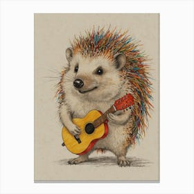 Hedgehog Playing Guitar 14 Canvas Print