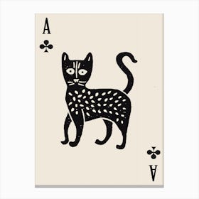 Playing Cards Cat 1 Black And White 4 Canvas Print