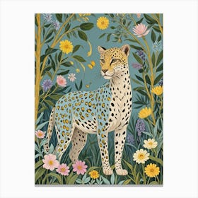 Cheetah Leopard In The Flowers Canvas Print
