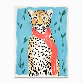 Leopard In Scarf 1 Canvas Print