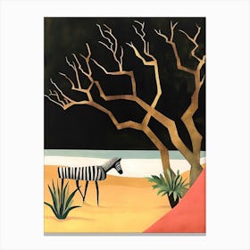 Zebra And Tree Canvas Print