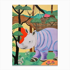 Maximalist Animal Painting Rhinoceros 1 Canvas Print
