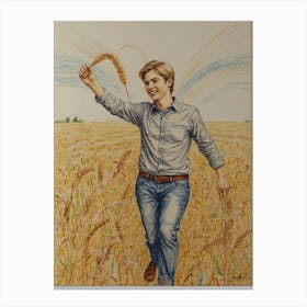 Rainbows In The Wheat Field Canvas Print