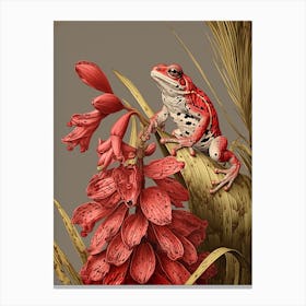 Red Tree Frog Vintage Botanical 3 Canvas Print