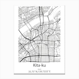 Kita Ku,Japan Minimalist Map Canvas Print