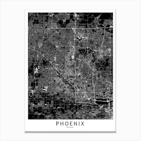 Phoenix Black And White Map Canvas Print
