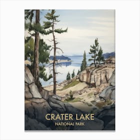 Crater Lake National Park Watercolour Vintage Travel Poster 4 Canvas Print