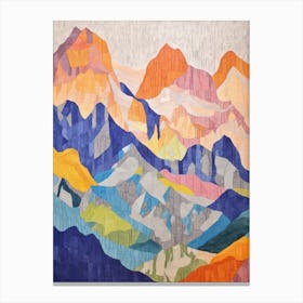 Zugspitze Germany 1 Colourful Mountain Illustration Canvas Print