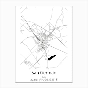 San German,Cuba Minimalist Map Canvas Print