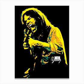 Neil Young Canadian American Musician Legend in Pop Art Illustration 2 Canvas Print