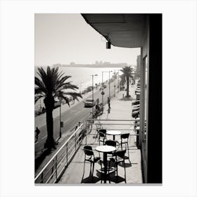 Tel Aviv, Israel, Mediterranean Black And White Photography Analogue 3 Canvas Print