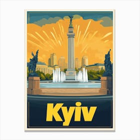 Aihrgdesign A Retro Travel Poster For Kyiv Canvas Print