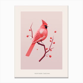 Minimalist Northern Cardinal 1 Bird Poster Canvas Print