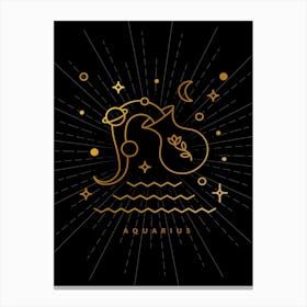 Aquarius Zodiac Sign — Zodiac geometric Canvas Print