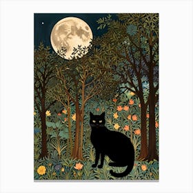 William Morris Black Cat In The Forest 20 Canvas Print