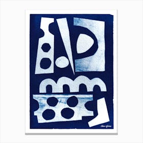Blue Cyanotype Abstract Collage 1 Canvas Print